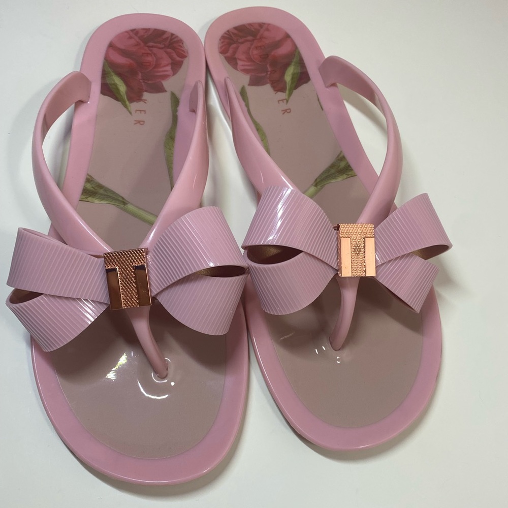 Ted Baker Palace Gardens Pink Bow Rubber Flip Flops